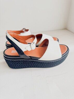 FITFLOP ELOISE ESPADRILLE LEATHER BACK STRAP WEDGE SANDAL 11